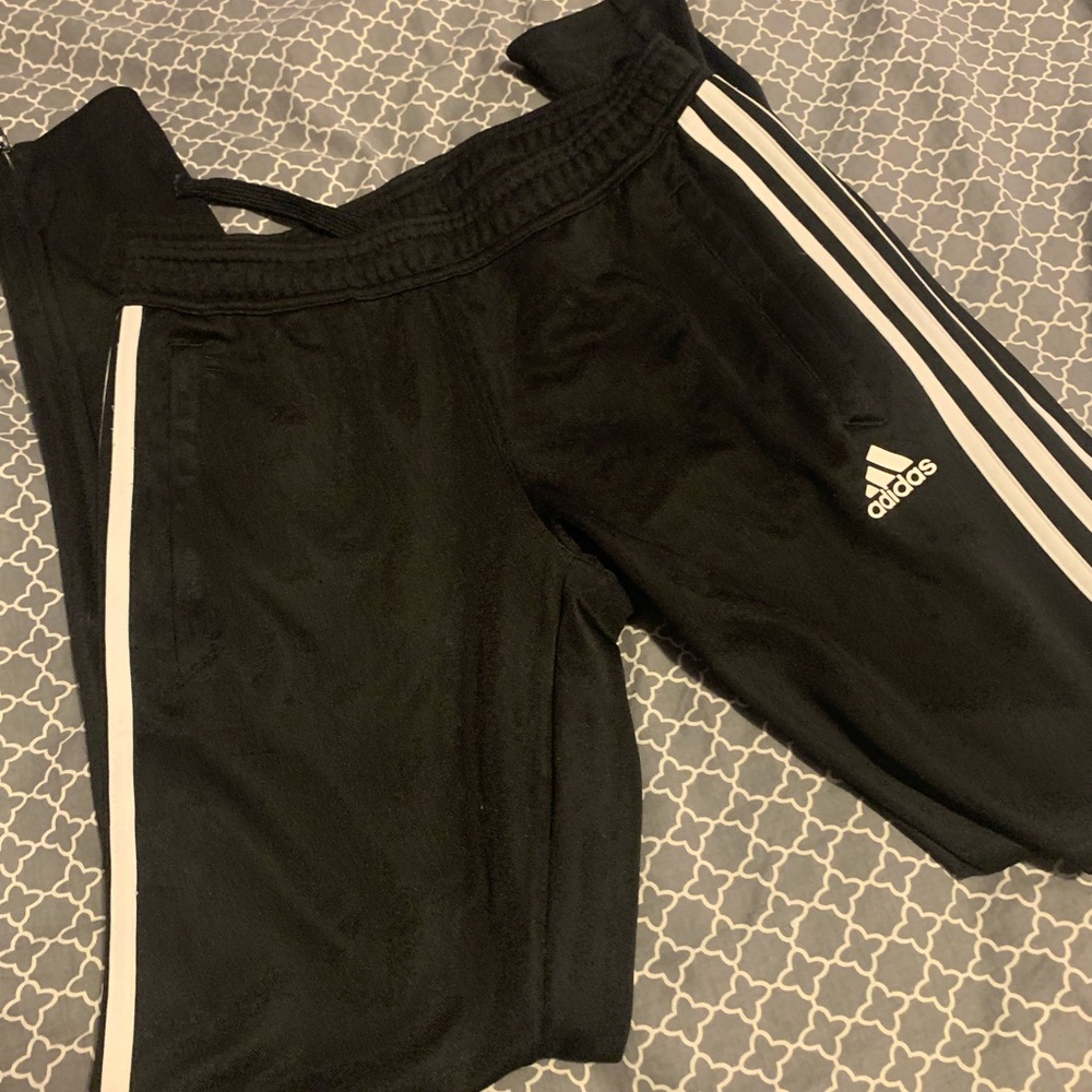 Adidas black and white joggers